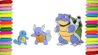 Pokemon coloring pages for kids - Shiny Squirtle, Wartortle and Blastoise