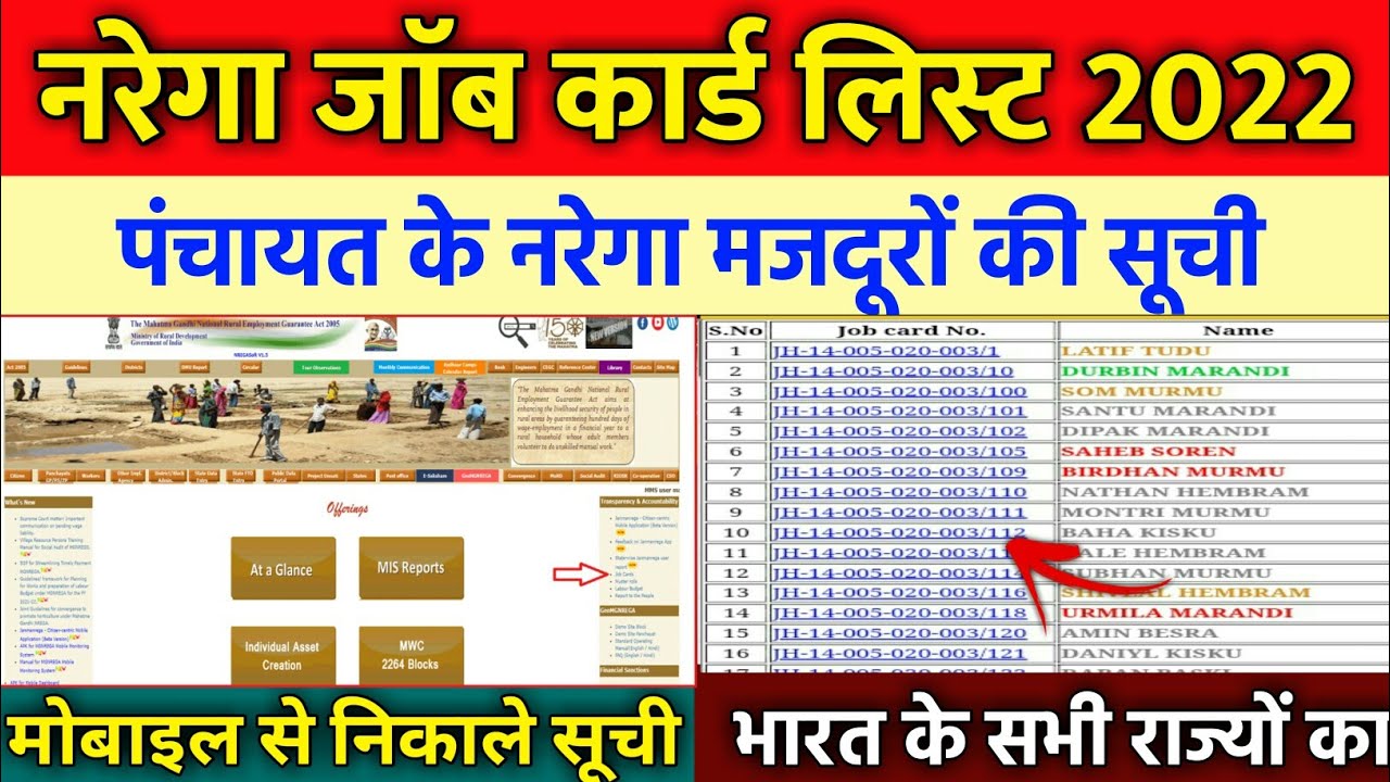 मनरेगा जाॅब कार्ड लिस्ट 2022 nrega job card download kaise kare