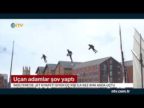 Uçan adamlar şov yaptı (Giydikleri özel jet kıyafetleriyle havada süzüldüler)