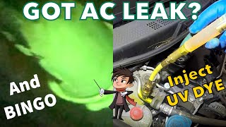 Got AC leak?   How to find AC leaks inject UV DYE to find Leaks    Any car or truck