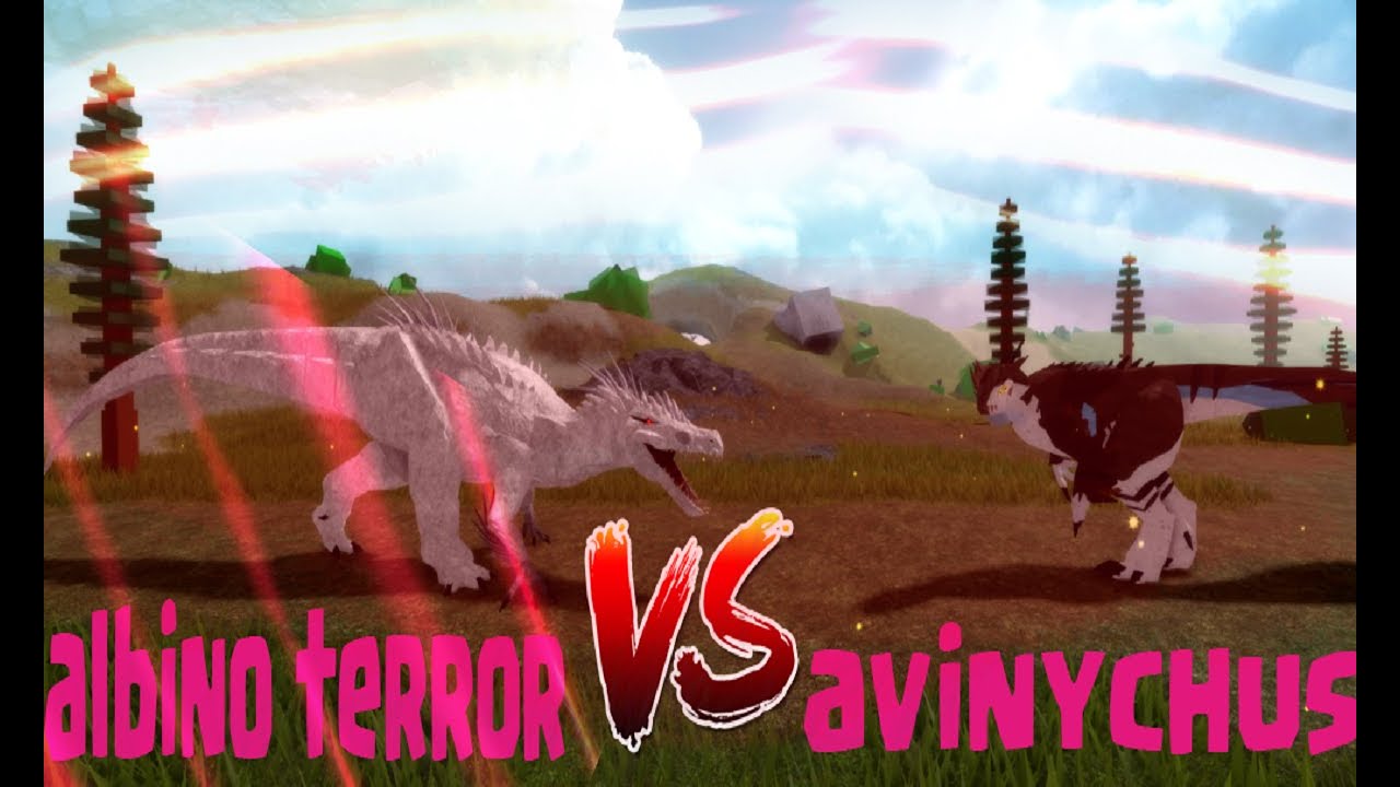 Roblox Dinosaur Simulator Albino Terror Vs Avinychus Youtube - chilantaisaurus terror v rex dinosaur simulator roblox