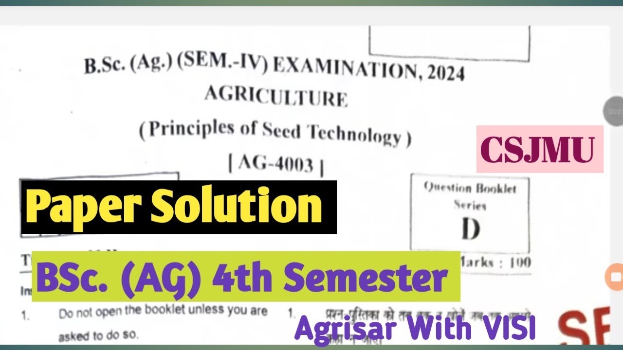 Principles of seed technology 4th sem 2024 paper solution