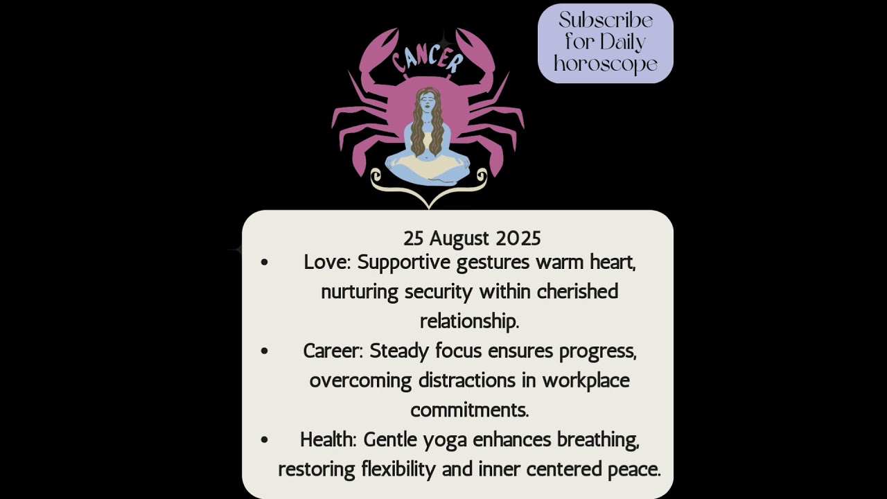 Astrology Zodiac Sign Cancer Daily 25 August 2025 