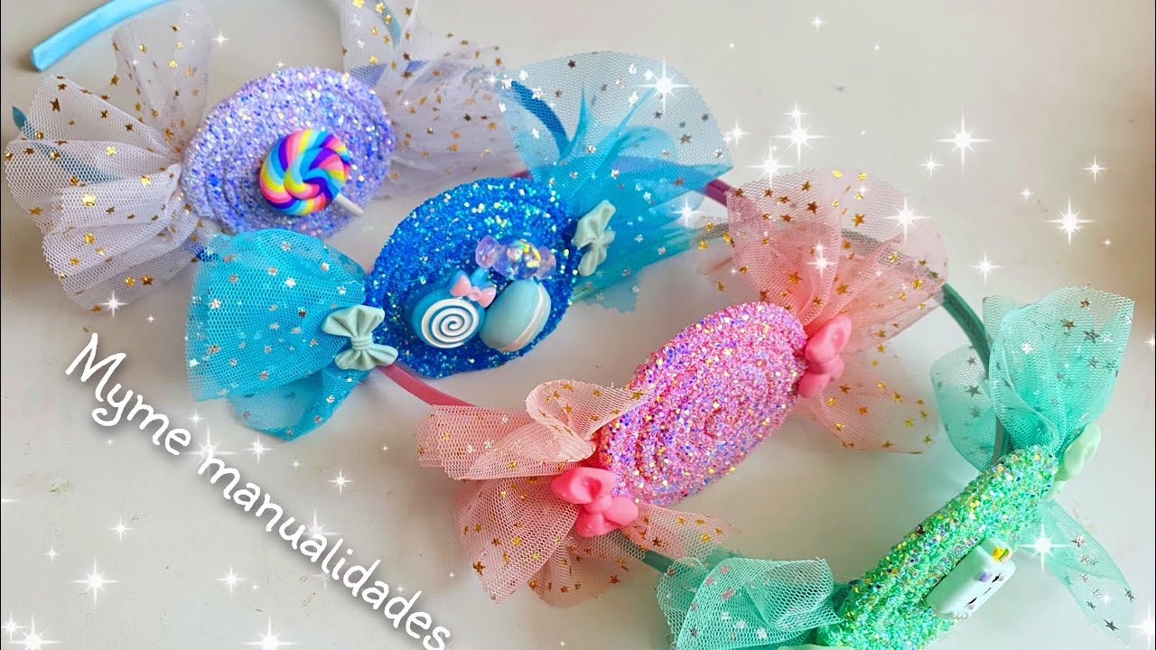 Diademas con popotes de colores - hairbows - laços - tiaras - moños para niñas