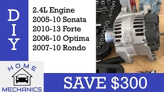 How to REPLACE Alternator 2.4L Engine Hyundai Sonata, Kia Forte, Kia  Optima, Kia Rondo