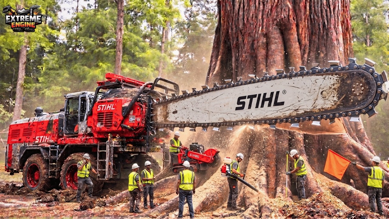 Extreme Dangerous Big Chainsaw Cutting Tree Machines & Wood Chipper ...