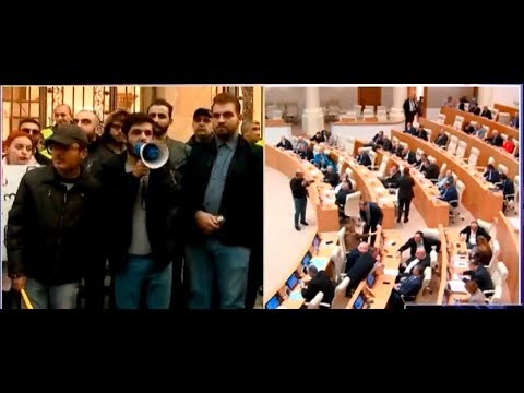 ახალგაზრდა ლეიბორისტები პროტესტი პარლამენტთან (14.11.2019)