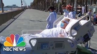 Barcelona Hospital Brings Coronavirus Patients To Beach | NBC News NOW Barcelona Hospital Brings Coronavirus Patients To Beach | NBC News NOW