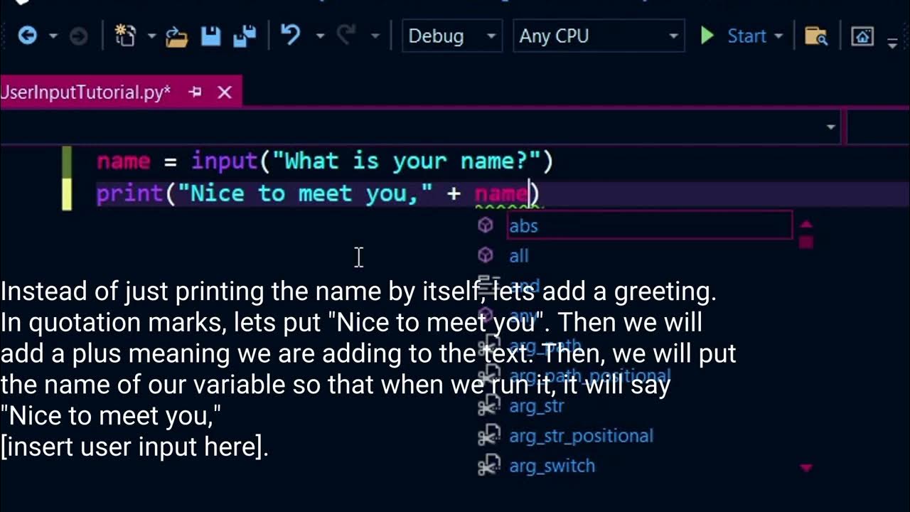 How to print user input in python in visual studio youtube