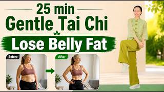 25 Min Gentle Tai Chi for Belly Fat & Back Pain Relief | Easy Beginner Workout | No Jumping