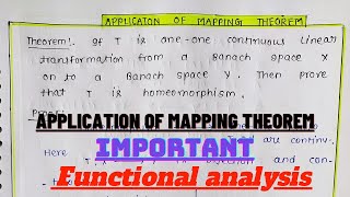 Application of mapping Theorem // Functional analysis // Lect :31