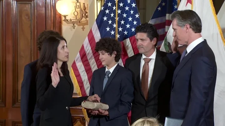 Gov. Gavin Newsom swears-in Justice Patricia Guerr...
