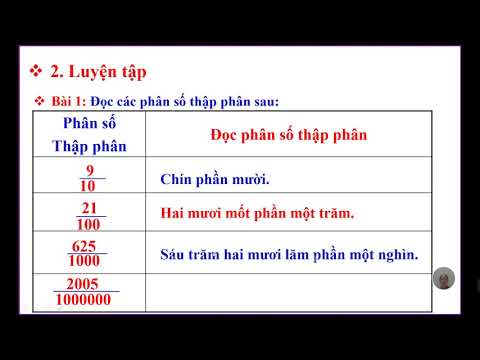 Tuần 1 Toán Phân số thập phân