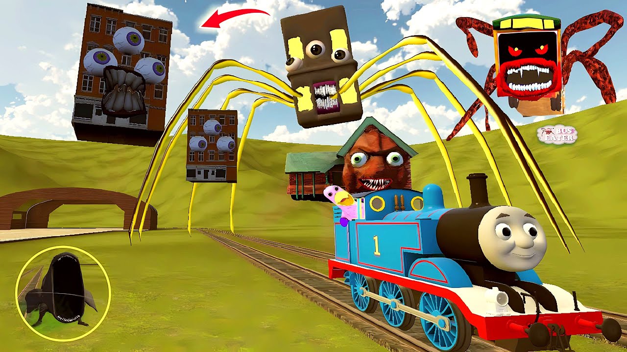 Building a Thomas Train Chased By New Living Building Monster, Grandpa House, Bus Eater in GMod!?