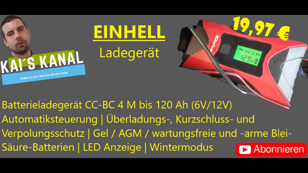 EINHELL - Batterieladegerät CC-BC 4, Für Kfz & Motorrad Batterien geeignet