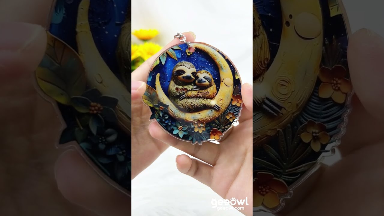 Sloth Keychain Personalized Acrylic Accessory With Animal Theme 