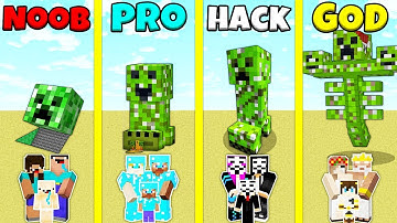 Minecraft Battle: NOOB vs PRO vs HACKER vs GOD: INSIDE CREEPER HOUSE BUILD CHALLENGE / Animation