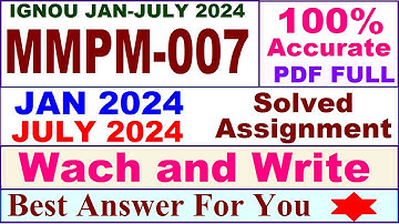 MMPM 007 solved assignment 2024 / mmpm 007 solved assignment 2024-2025 / mmpm 007 solved assignment