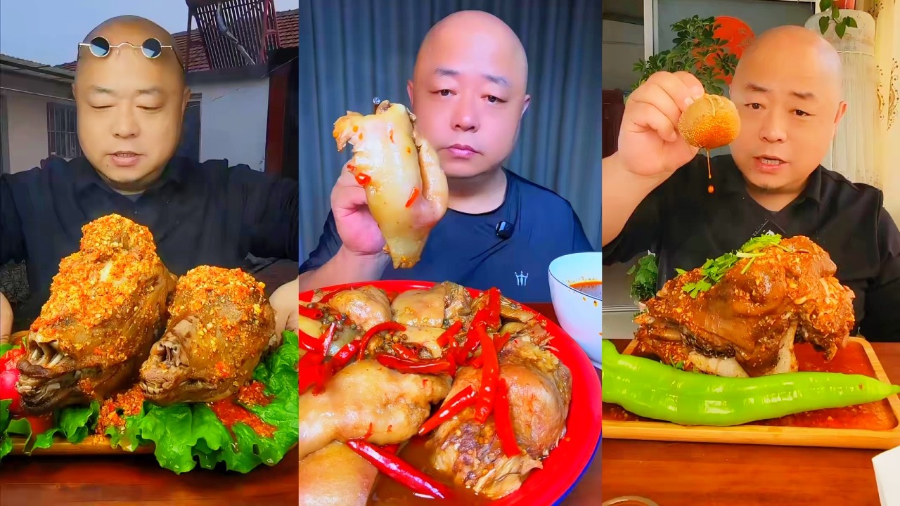 Giant Lamb Head Mukbang 🐑🌶️ | Lamb Head & Trotters ASMR | Zhou Mukbang