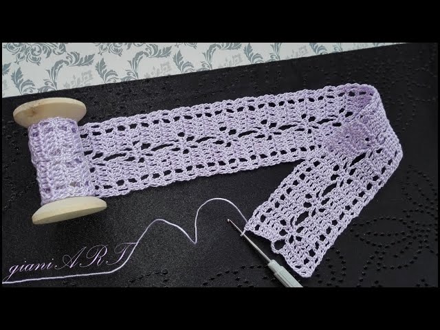 Crochet Lace Edging, Crochet Trim with Flowers and Fans, Crochet