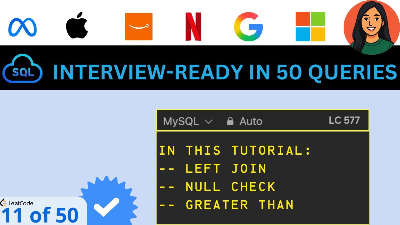 SQL 50 577. Employee Bonus | LEFT JOIN, NULL CHECK, GREATER THAN - YouTube