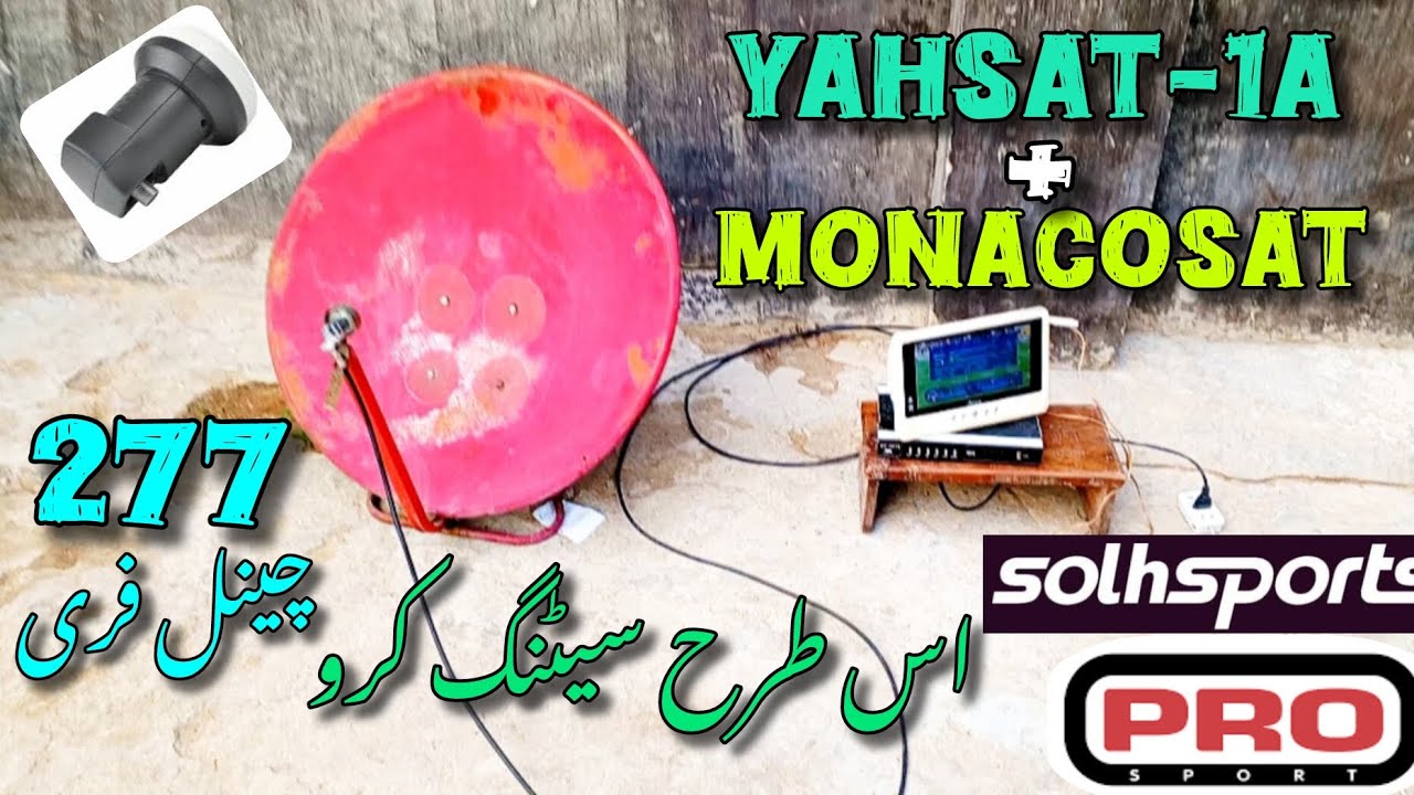 YahSat-1A + MonacoSat Dish Setting on 2.5ft | 277 Channels Received | Full Update 
