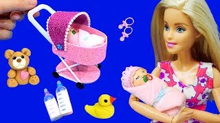 Diy - How to make - Barbie Doll Baby Set : Strollers, babies clay...