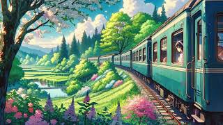 Scenic Train Ride Study Music 🌸 | Cherry Blossom Journey - Relaxing Anime Lofi for Study Sessions