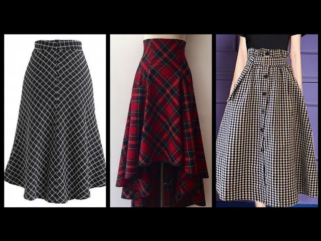 BLACKBLONDの8287 Logo Check-pattern Long Skirt vintage retro plaid A line check print skirts - checked