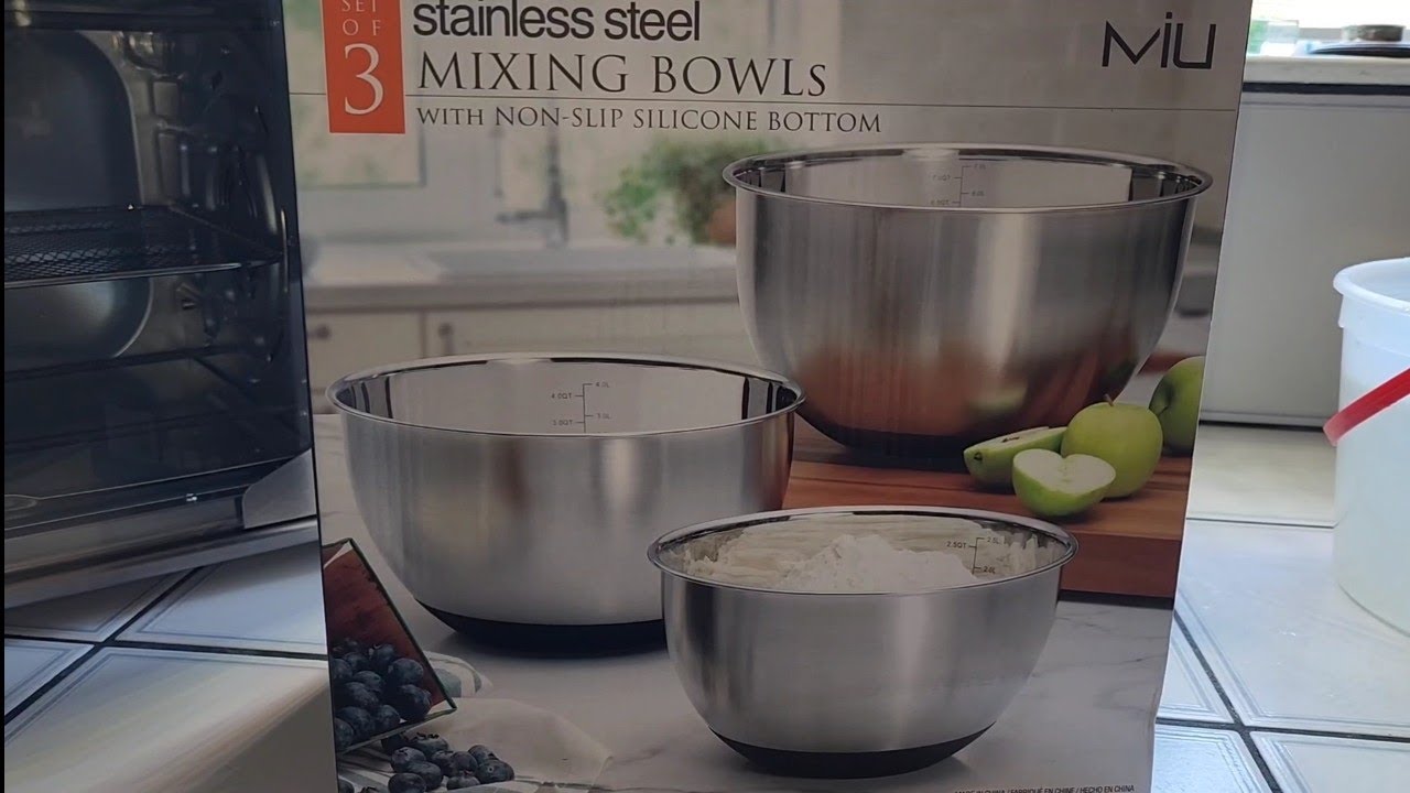 Mixing Bowls, Non-Slip w/ Silicone Bottoms, 3 Piece Set