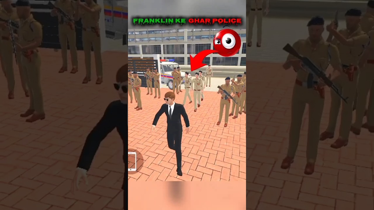 FRANKLIN KE GHAR POLICE 🚓 #gta #indiantheftautosimulator #police #gaming #indianbikedriving3d