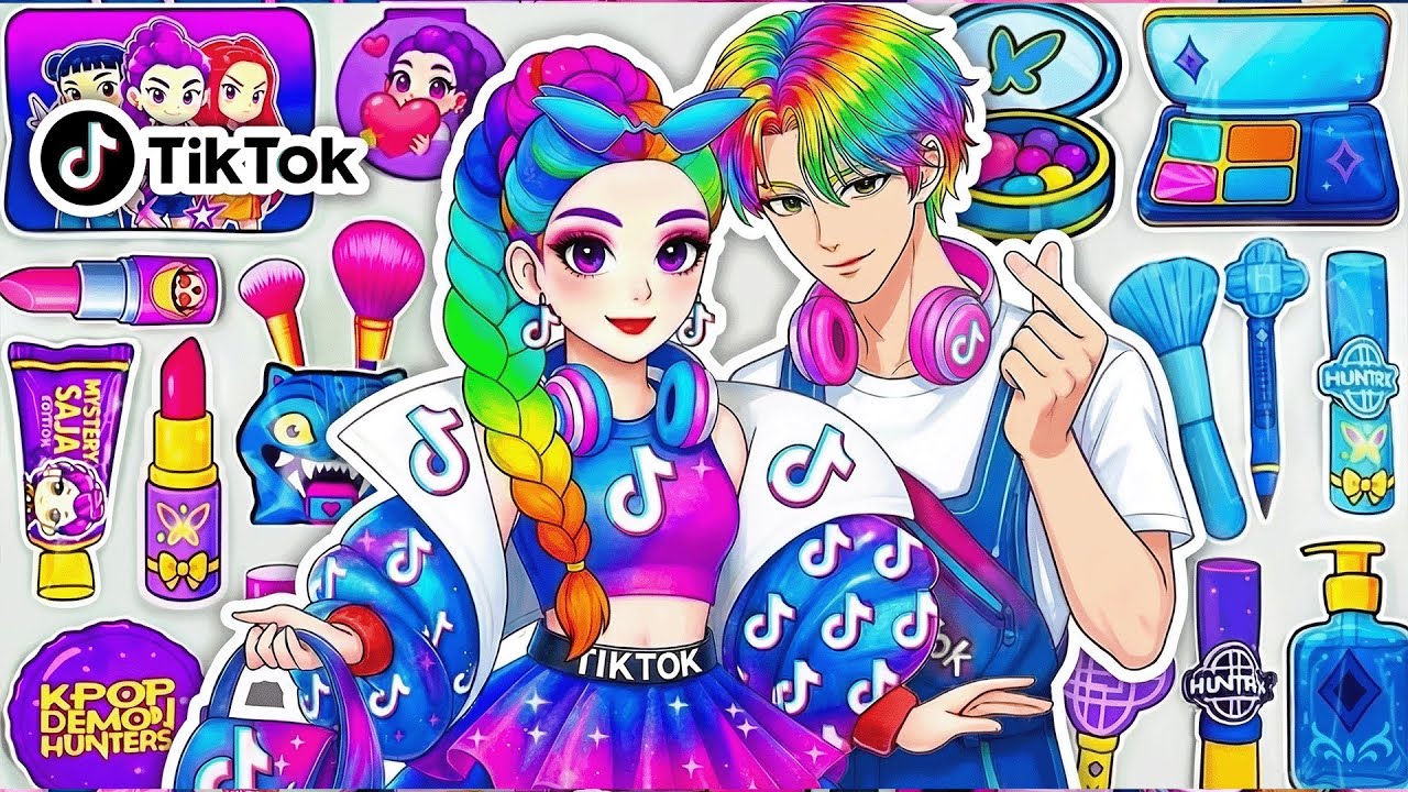 💖PAPER DIY💖KPOP DEMON HUNTERS Rumi x Jinu Social Media Couple Makeup Blind Bag Unboxing ASMR Pt.5