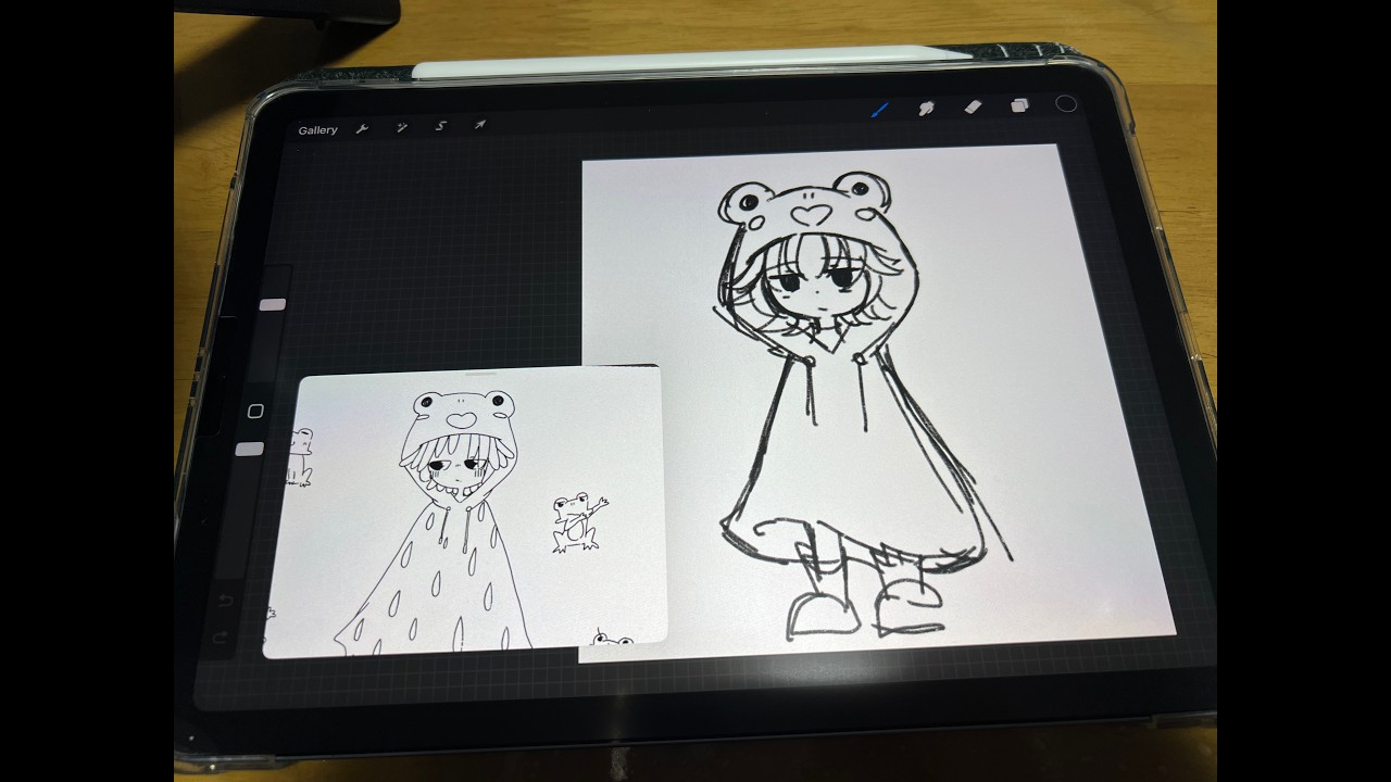 05/15 working on a chibi character!! ちびキャラを描き進めます🐸☔️