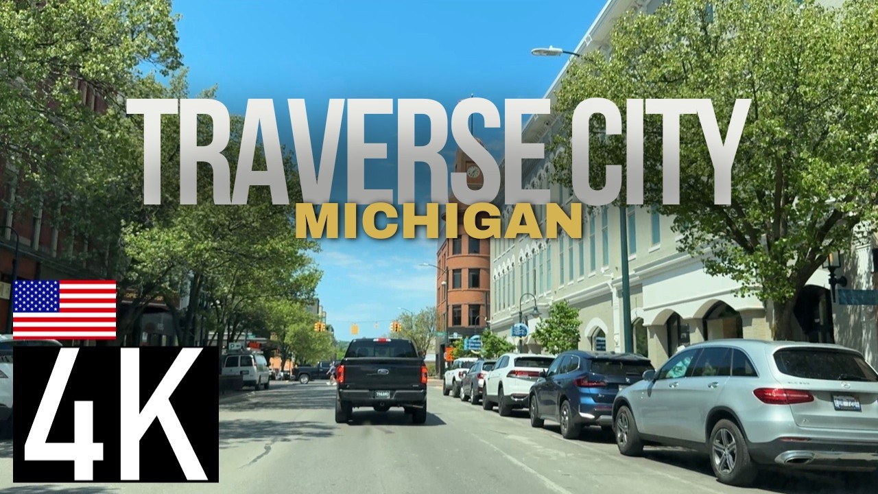Road Tour – Driving POV in Traverse City, Michigan, USA - Downtown Traverse City - Clinch Park Area