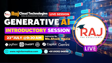 GENERATIVE AI Free Live session |Batch-1 Intro|By Shaik Razia 10+ years Exp | Raj Cloud Technologies