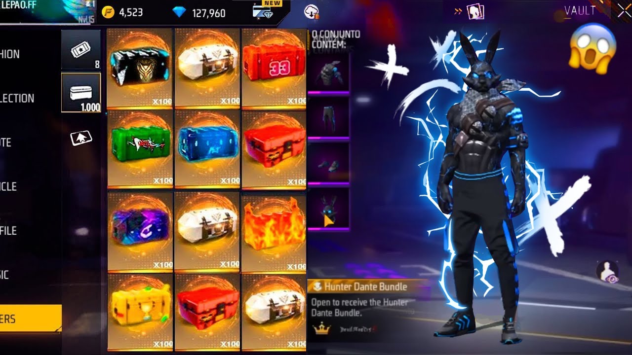 FREE FIRE - ABRINDO 200 CAIXAS DE PRESENTE, GANHEI TODAS SKINS 