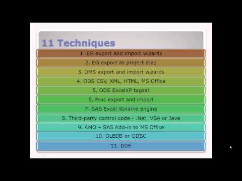 Hooking Up SAS and Excel - Part 10 - OLEDB or ODBC - by Colin Harris - Knoware from YouTube · Duration: 5 minutes 35 seconds Hooking Up SAS and Excel - Part 10 - OLEDB or ODBC - by Colin Harris - Knoware from YouTube · Duration: 5 minutes 35 seconds