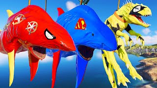 (🦖Jurassic World Evolution 2🦕)Firestorm Megalodon,Superman Megalodon,I-Rex Dinosaurs Fight