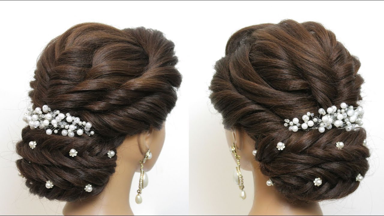 New Bridal Hairstyle For Girls With Long Hair. Wedding Updo Tutorial -  YouTube