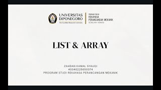 Belajar List dan Array | Dasar Pemrograman untuk Pemula