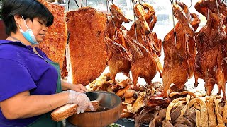 Chopping Meat! Crispy Pork Belly & Roast Duck - Cambodian Street Food