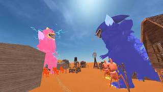 Blue soniczilla vs pink soniczilla for village war in desert - Nextbot in  playground