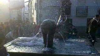 Getting hit by turnips while filming the Jarramplas