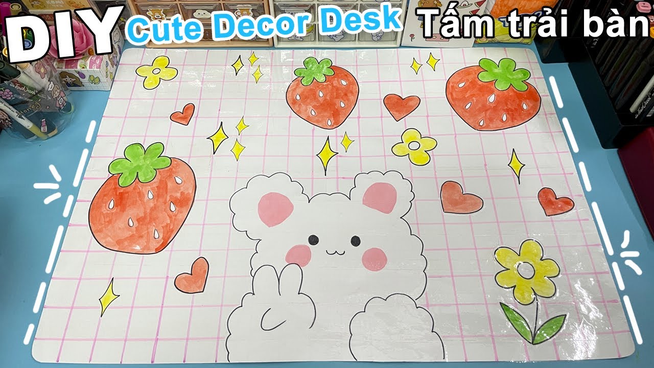 Cách làm Tấm trải bàn decor bàn học bằng giấy | DIY decor desk ...