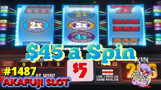 2 Jackpots High Limit 2x3x4x5x Super Times Pay Slot 3 Reel 9 Lines Max Bet $45 赤富士スロット ジャックポット 爆勝ち