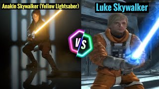 Star Wars: The Force Unleashed - Anakin Skywalker (Yellow Lightsaber) Vs Luke Skywalker!