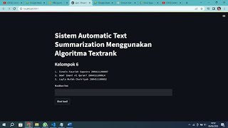 Sistem Automatic Text Summarization Menggunakan Algoritma Textrank | Kelompok 6 | PBA A