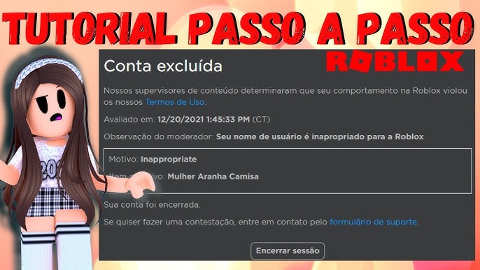 Em banimento por 7 Nossos supervisores de conteúdo determinaram que o seu  comportamento no Roblox violou