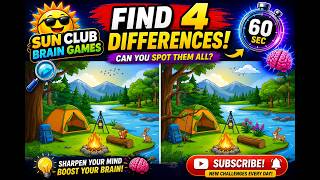 Only 1% Can Find All 4 Differences! Camping Challenge I Sun Club Brain Game 🚨