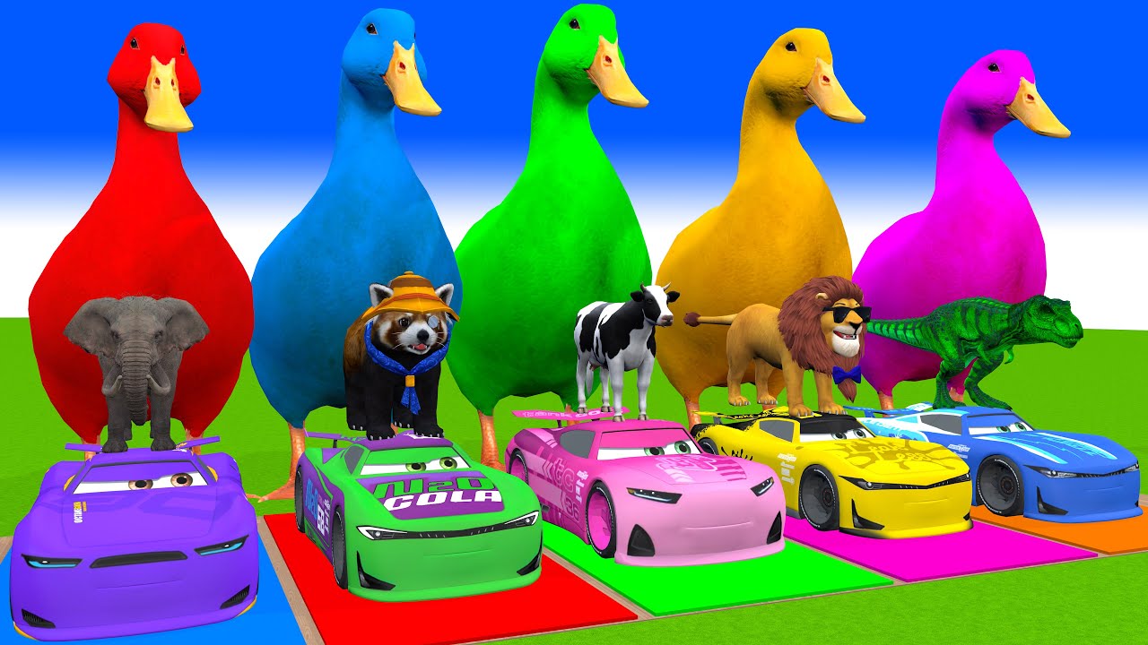 Long Slide Game With Cow Elephant Gorilla Hippopotamus Tiger 3d Animal Game Funny 3d Animals